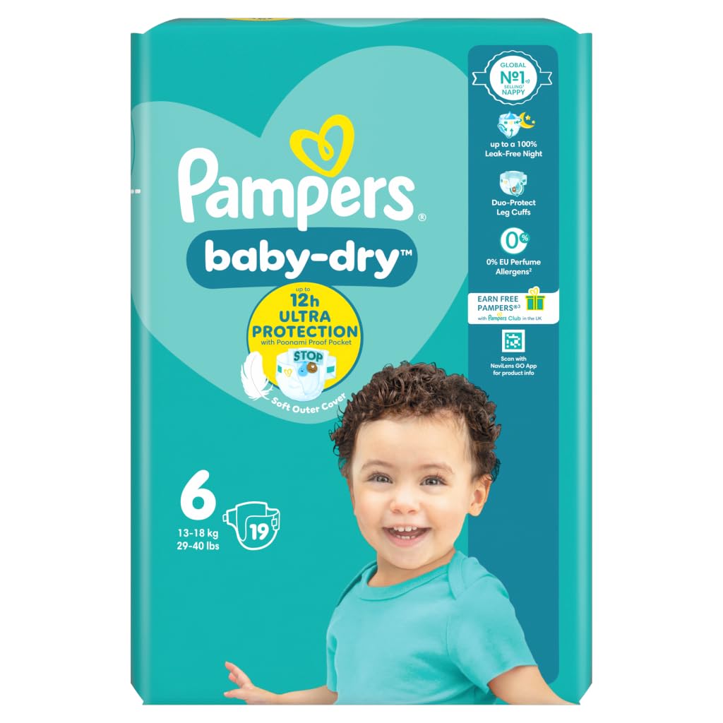 Pampers Baby-Dry Size 6, 13-18kg, 19 Nappies