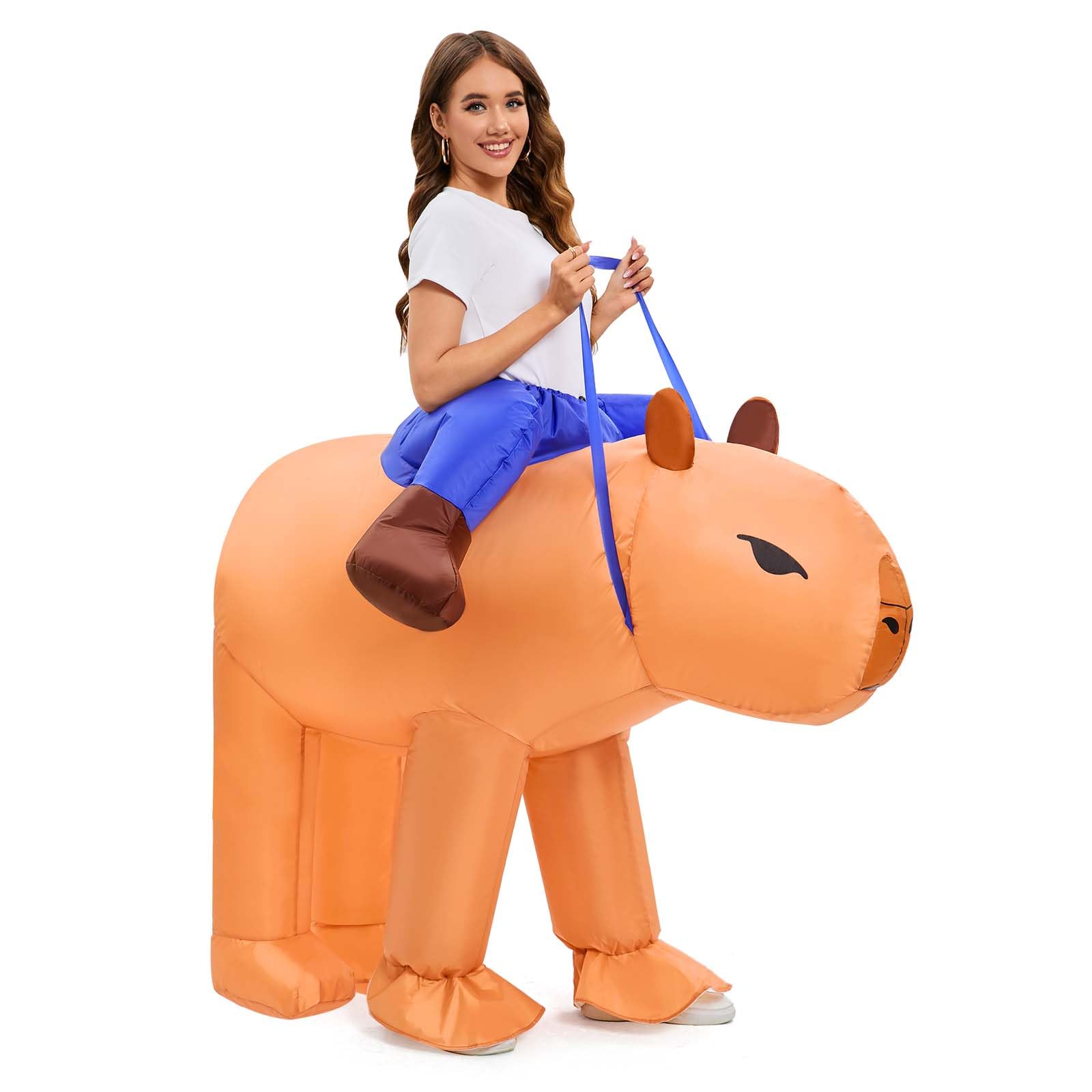 Photo 1 of **UNTESTED/ UNKOWN DAMAGES*** Spinosaurus Inflatable Capybara Costume for Adult Inflatable Halloween Costumes Funny Ride on Animal Blow Up Costumes Inflatable Costume for Cosplay Party