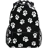 AUUXVA Backpack Animal Puppy Dog Paw Print Adults School Bag Casual College Bag Travel Zipper Bookbag Hiking Shoulder Daypack for Women Men