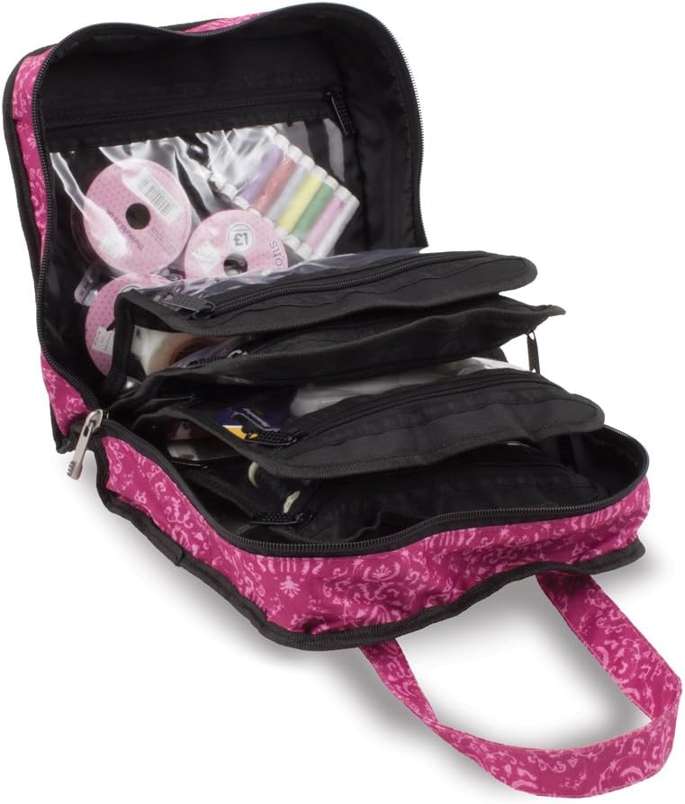 Roo Beauty Ltd Sewing Accessories Case, Knitting and Craft Organiser Storage Bag in Imperial Pink