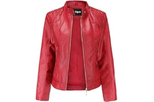 Women's Trendy Faux Leather Jacket Moto Short Jacket Fashion PU Jacket Coat