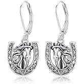 OHAYOO Horseshoe Horse Earrings 925 Sterling Silver Celtic Knot Horseshoe Earrings Horse Jewelry for Women Horse Lover