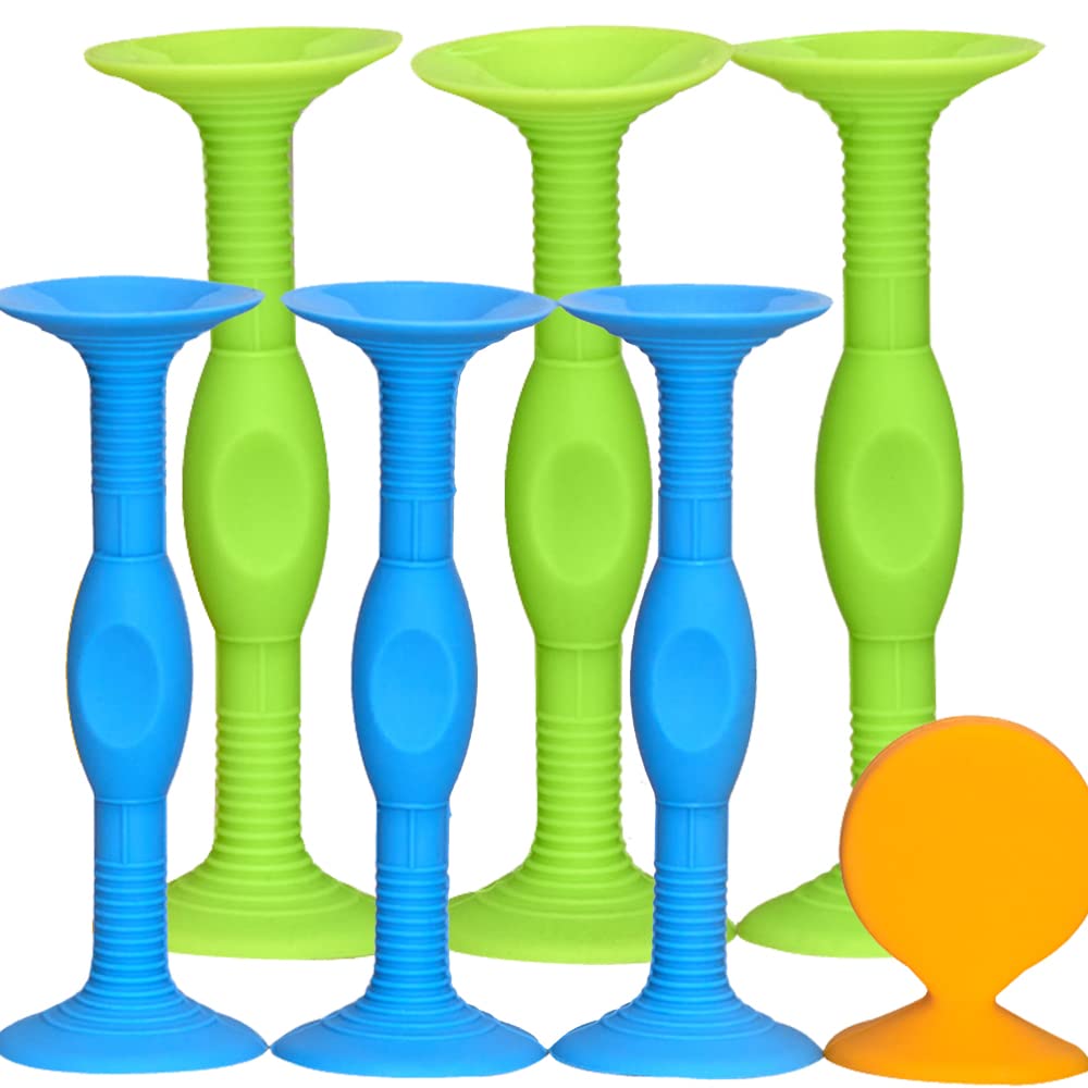 ZhuoChiMall Sucker Darts Throwing Game Set, Silicone Suction Cup Toys, Safe Indoor,Outdoor Game for Kids and Family (7 Pcs, Blue and Green, Stick Easily) — image 1