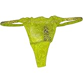Victoria's Secret Lace Shine Strap Thong Panty Color Green/Lime New