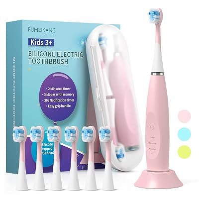 FUMEIKANG Kids Electric Toothbrushes Sonic Rechargeable Tooth Brush Gifts for Boys and Girls Smart Timer Power Toothbrush - 3 4 5 6 7 8 9 10 11 12 (Pink)