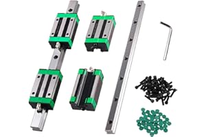 ANWOKIT ANWOK Linear Guide Rail 2PCS HGR20 300mm Square Guideway Rail + 4PCS HGH20CA Slide Bearing Block for 3D Printer CNC Automated Machine