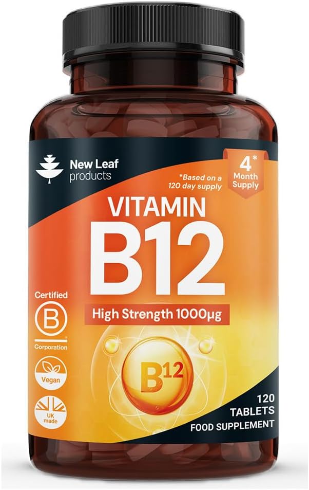 New Leaf Vitamin B12 Tablets 1000mcg Vegan Methylcobalamin 4 Month Supply