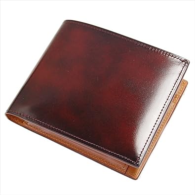 Amazon 日本製 メンズ 二つ折り財布 ｂｏｘ式 型 小銭入れあり 牛革 レザーアドバンレザー ワイン 財布