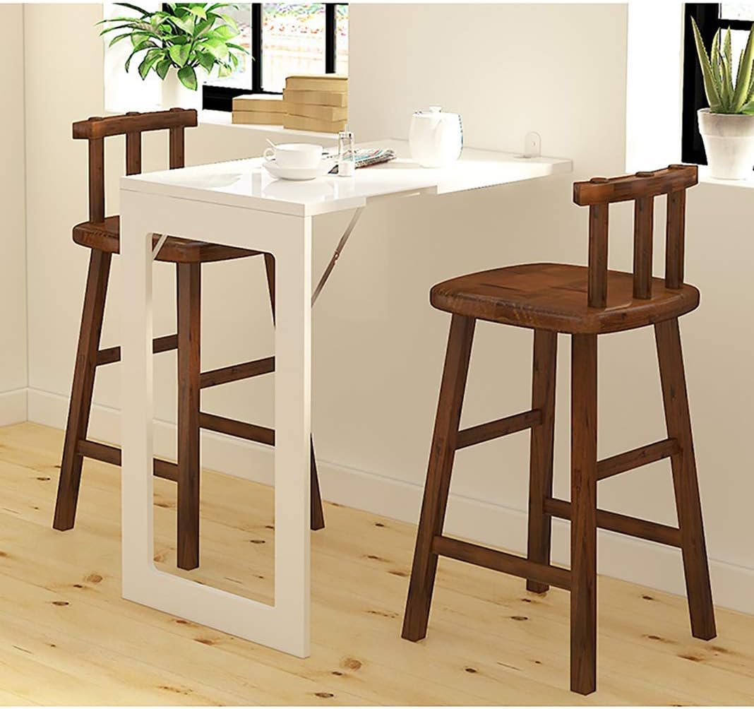 AJH Klappbarer Drop-Leaf-Tisch an der Wand, Massivholz-Workstation