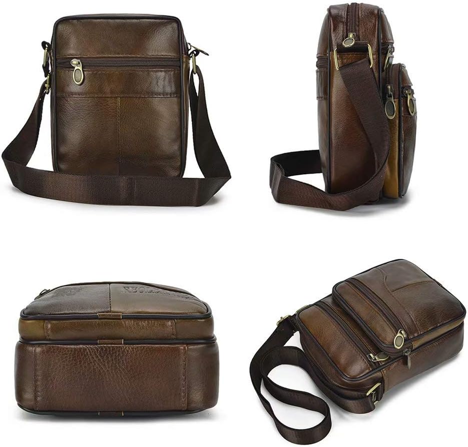 Realmark Men's Leather Shoulder Bags Genuine Leather Cross Body Bag Messenger Business Handbags Small Side Satchel Crossbody Bag - Image 5