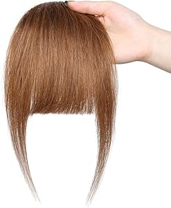 Flequillo Postizo Pelo Natural Clip 100 Remy 6 Castano Claro Pelo Natural Humano Extensiones De Cabello Natural Clip Una Pieza Postizos Clip In Fringe Bangs 30cm 25g Amazon Es Belleza