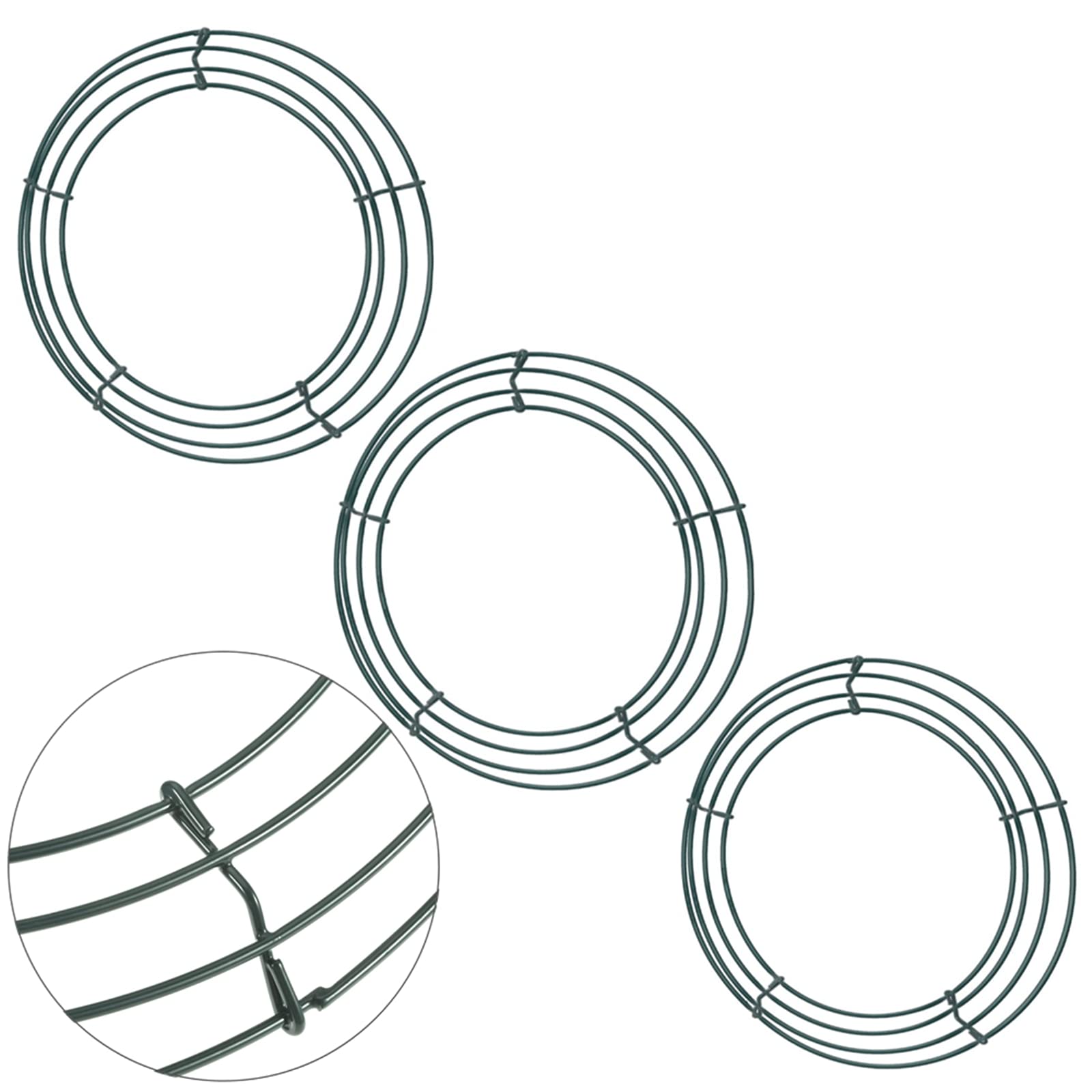 3Pack 16Inch Green Christmas Wire Wreath Rings Round Metal Wreath Frame Making Ring Wire Wreath Form Flower Wreath Frames for DIY Floral Crafts Xmas New Year Door/Wall Decor Wreath Making Supplies…