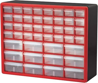 Akro-Mils 10144 44-Drawer Plastic Storage Cabinet Red 50.8cm W x 16cm D x
