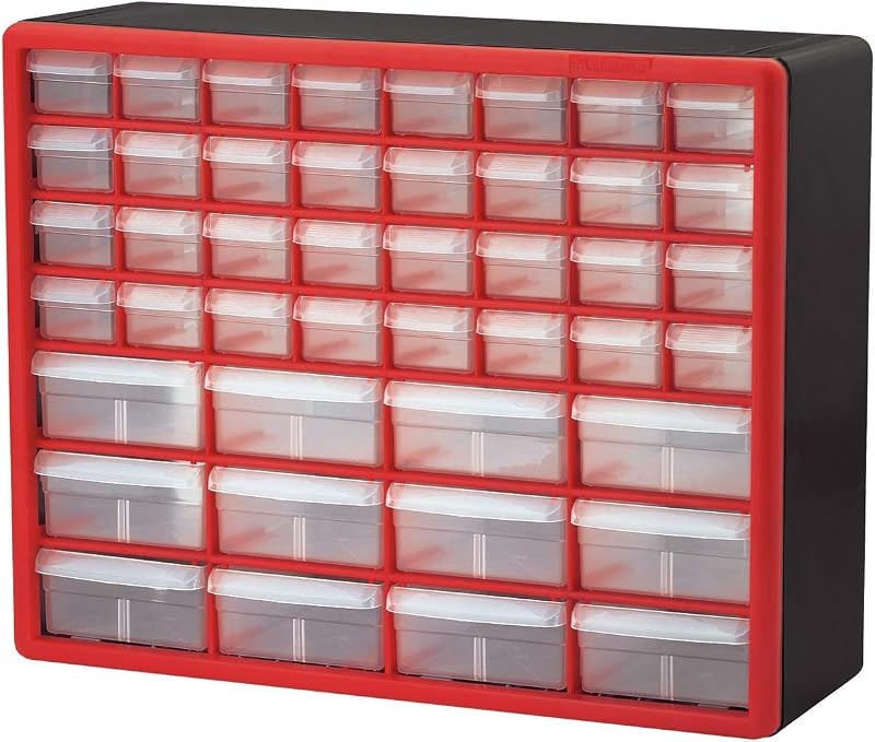 Akro-Mils 10144 44-Drawer Plastic Storage Cabinet Red 50.8cm W x 16cm D x