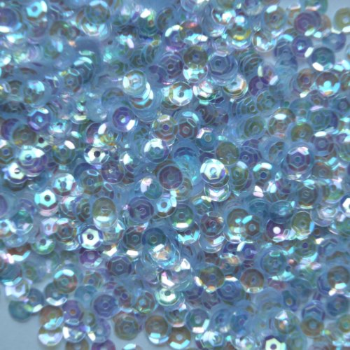 4mm cup facet SEQUINS ~ Soft Pale Blue Rainbow Iris Crystal ~ Loose sequins for embroidery, bridal, applique, arts, crafts, and embellishment. Made in USA.