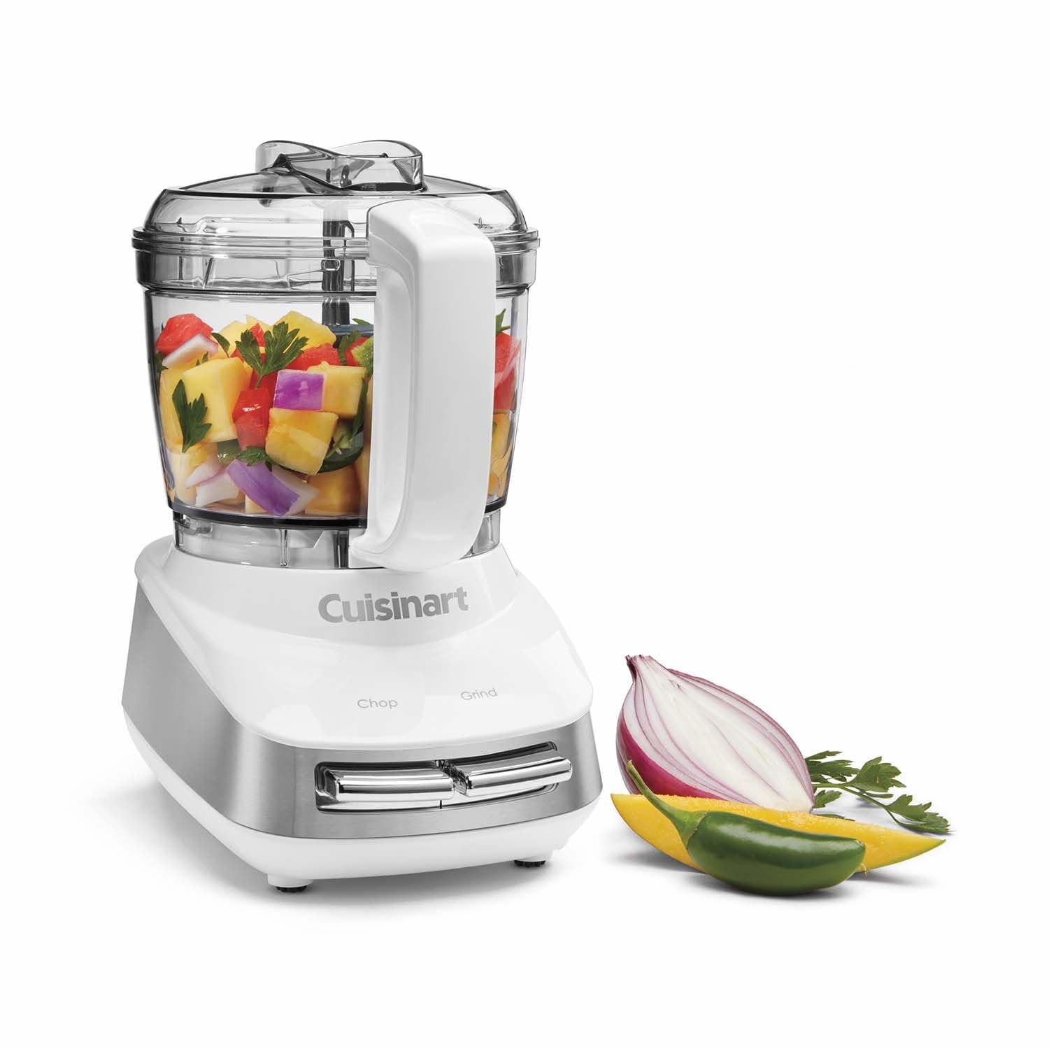 Photo 1 of Cuisinart Core Custom 4-Cup Mini Chopper, Mini Food Processor Chops and Grinds with Auto-Reversing Stainless Steel SmartPower Blade, Dishwasher-Safe Parts, MCH-4, White/Stainless Steel