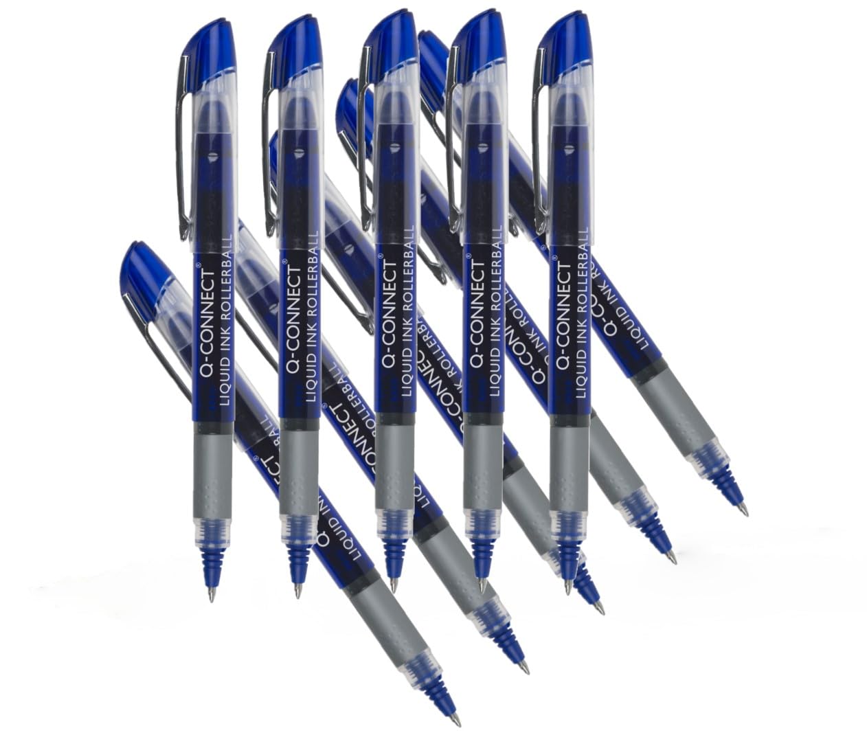 Q-Connect Liquid Ink Rollerball Pen Fine Blue (Pack of 10) KF50140