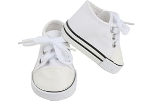 MSYO Cute Canvas Shoes for 18-Inch Dolls, Available in 10 Colors, Low-Top Doll Canvas Sneakers with Laces for 18 Inch Dolls, Match for 18 Inch Boy or Girl Dolls - White Doll Canvas Shoes