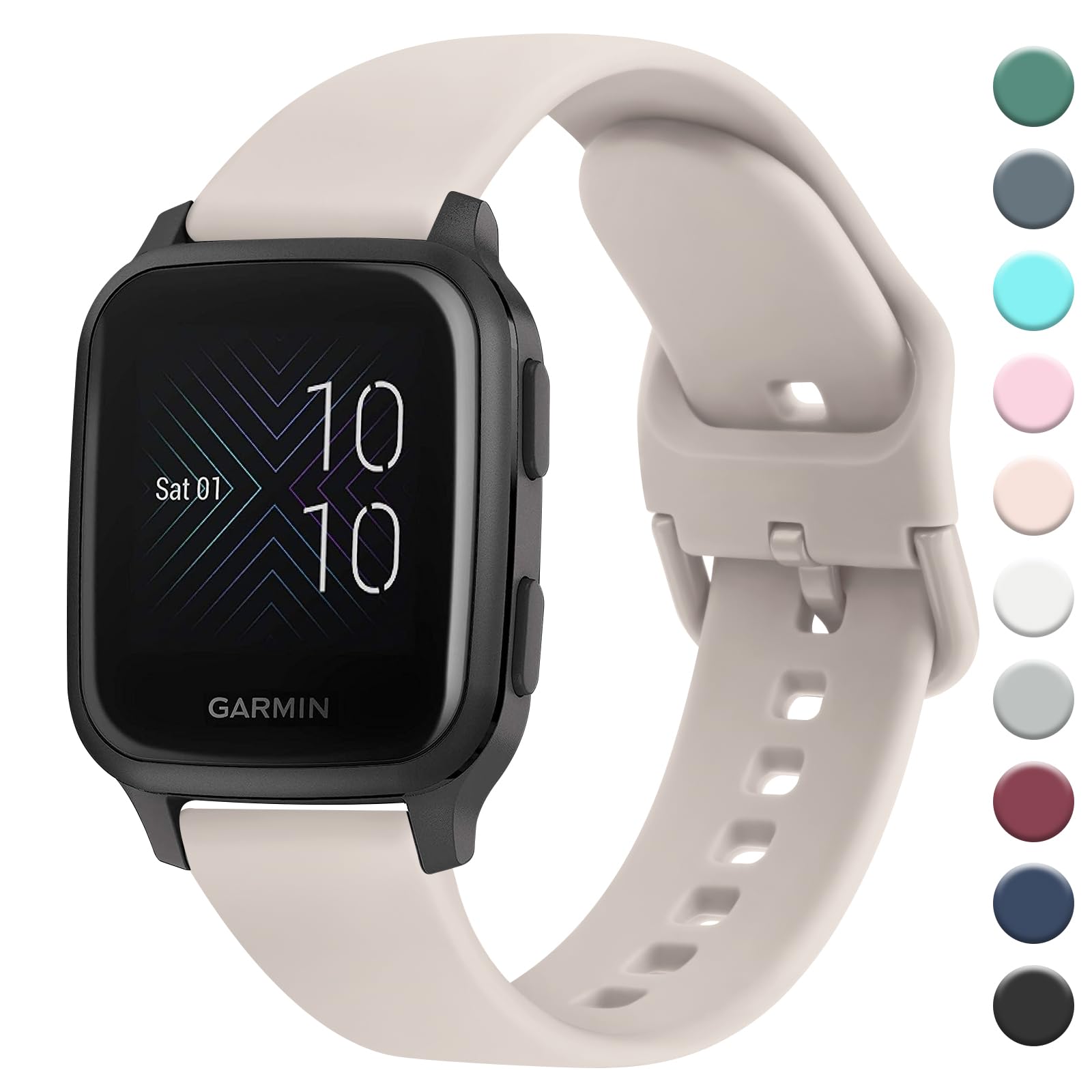 Strap Compatible with Garmin Venu Sq Music Strap, 20mm Soft Silicone Strap Replacement Wristband for Garmin Venu Sq Music/Garmin Venu Sq/Garmin Venu/Garmin Venu 2 Plus, One Size, Silicone