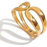 HOMEPAC Chunky Wide Gold Bangle Bracelets for Women, 18K Gold Plated Stacking Bangles, Trendy Fashion Jewelry Gift