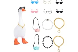 Neowedding 6 Set 7inch Desk Goose Outfits Mini Chain Collar and Sunglasses Small Desk Goose Costume Funny Mini Porch Goose Decor Accessories for Magnetic Desk Geese Statue