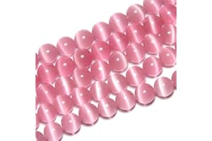 LIFAVOVY 6mm Pink Cat Eye Beads Round Semi Precious Gemstone Loose Beads for Jewelry Making (63-66pcs/strand)
