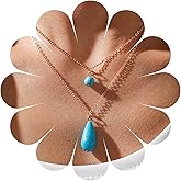 Erimberate Bohemian Layered Turquoise Necklace Gold Teardrop Turquoise Bead Pendant Necklace Water Drop Turquoise Choker Necklace Blue Natural Stone Chain Necklace Jewelry for Women Gifts