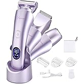 Hatteker Women's Electric Shaver Bikini Trimmer Hair Trimmer for Women LED Display Electric Razor for Legs Bikini Underarm Public Hairs Led Display IPX7 Waterproof Gift for Women (Purple)