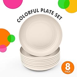Homienly Wheat Straw Plates 8 PCS Unbreakable