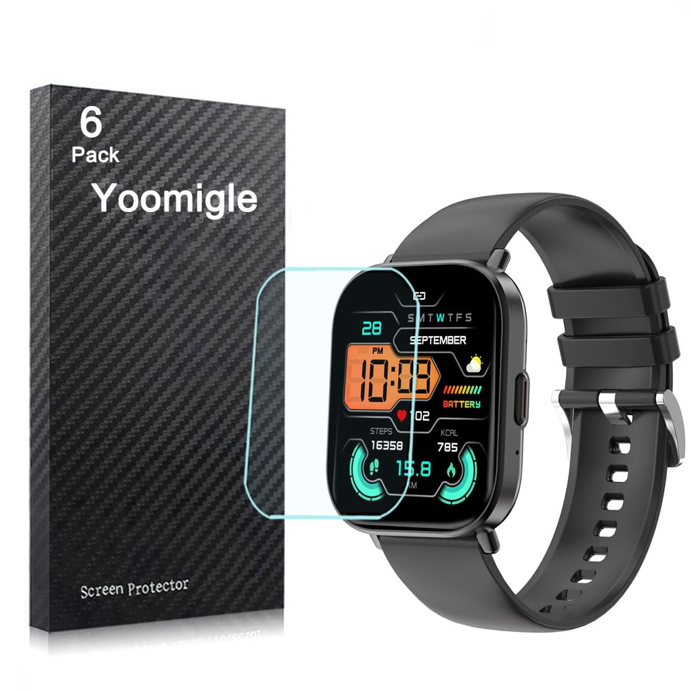 Yoomigle 6 Pack Compatible with Fitonus G127 2.01'' Smartwatch Screen Protector Film for Da Fit G127 2.01 Inch Smart watch Screen Protectors Foils Cover Crystal Clear HD Anti-Scratch