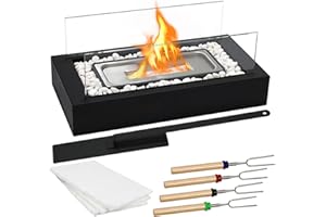 EAST FLAME Metal Rectangle Lamp, Smores Maker Kit - US Patent Design - Portable Tabletop Flame with Stones Decorated for Movie Nights, Gift for Home Decor, Parties and Weddings (Gel was not Included)