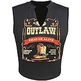 SHENHE Women's Letter Graphic Print Tank Top Sleeveless Notched Neck Cropped Tee Top