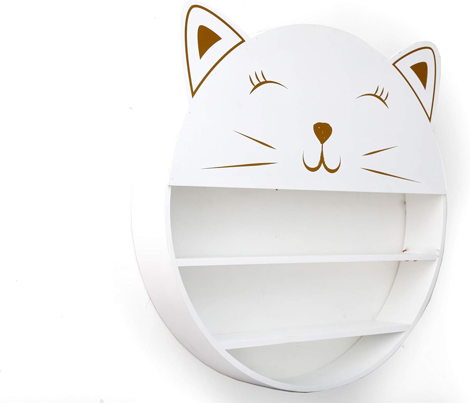 Kontarboor Etagere Murale Ronde Blanche Theme Chat Pour Chambre D Enfant Bebe En Bois Amazon Fr Cuisine Maison