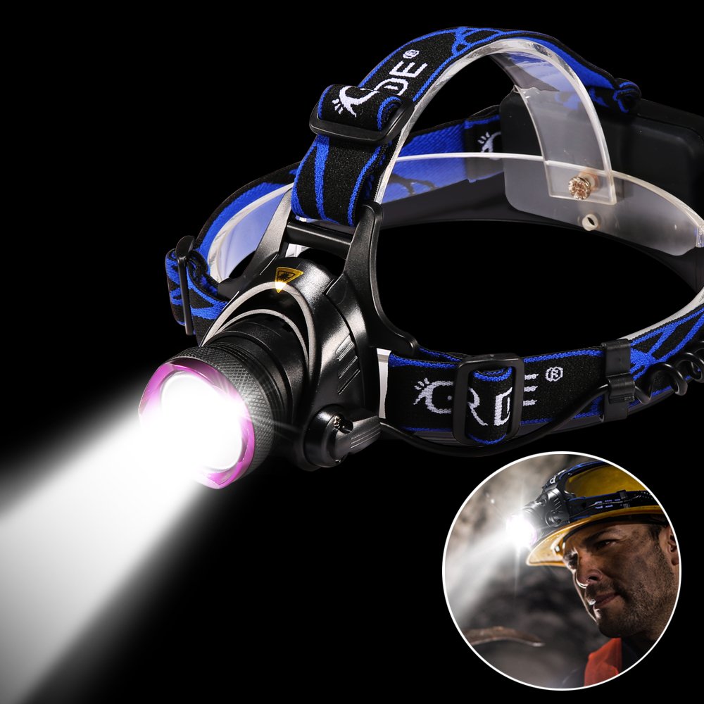 Headlamp,GRDE Rechargeable Led Headlamp Headlight Flashlight 3 Modes