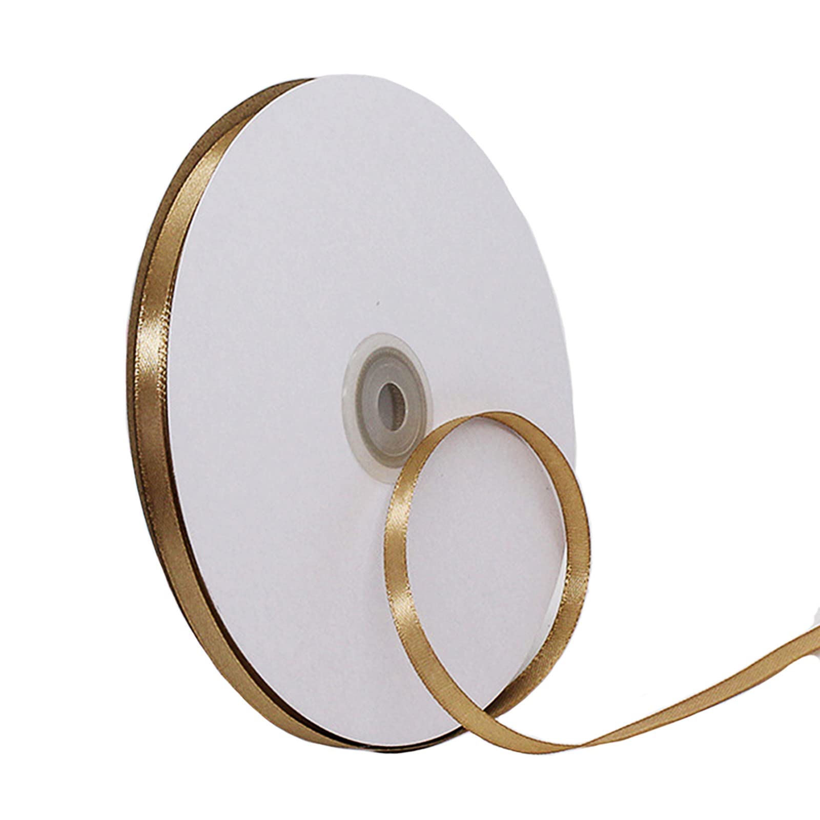 6mm Champagne Gold Ribbon for Gift Wrapping,91m Fabric Thick Satin Ribbon Gold Bow for Gift Wrapping,Ribbons for Balloons,Crafting,Hair,Bouquets,Wedding, Car,Presents,Cake,Christmas Party Decorations — image 1