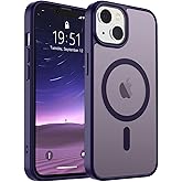 SUPFINE Magnetic for iPhone 14 Case & iPhone 13 Case (Compatible with MagSafe) (Military Grade Drop Protection) Slim Translucent Matte Shockproof Phone Cover,Dark Purple