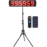 GAN XIN 5" LED Race Clock with Tripod &amp; Wall Mount, Remote &amp; APP Control | 6-digit Red LED, Visible 98 ft in sunlight, 12/24H Clock,Countdown/UP Timer,Stopwatch, Aluminum Frame