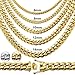 Premium 14KT Gold Plated Stainless Steel Heavy Solid Miami Cuban Link Chain. Secure Box Lock. 30