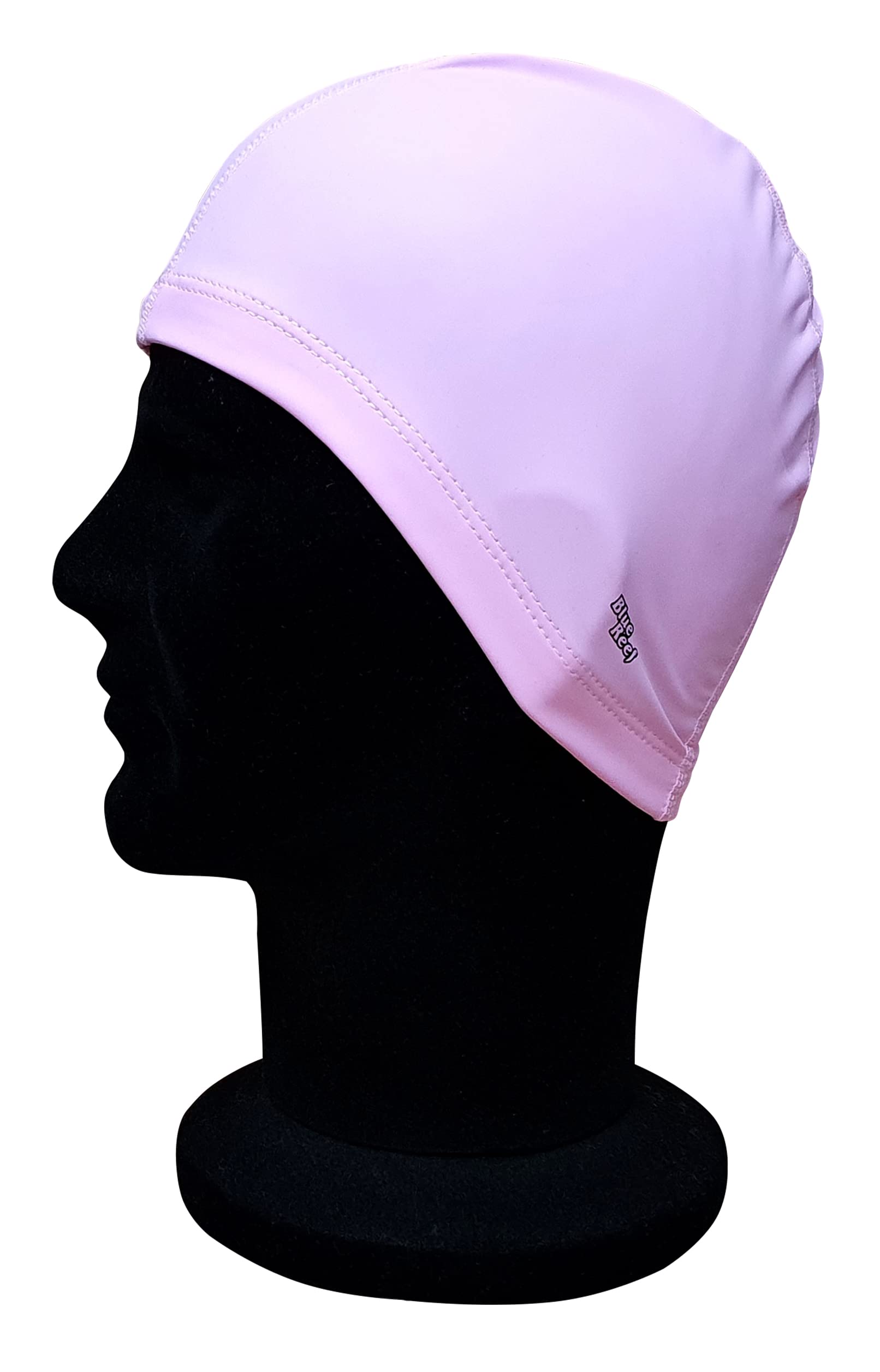 Blue Reef Elasticated Stretchy Anti Tear Easy Fit Plain Deluxe Pull On Swimming Hat Swim Cap One Size Suitable For All Ages 3+ Years (Pastel Pink)