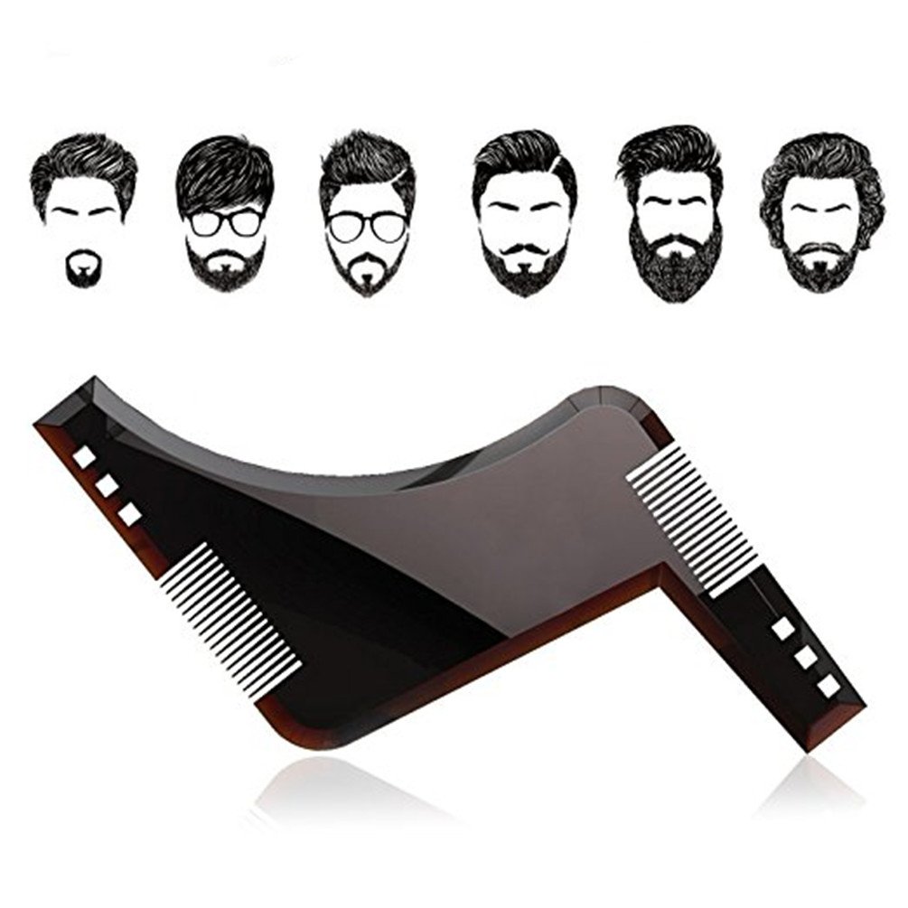 Beard Shaping Tool Template，IOQSOF Beard Shaping & Styling Tool with Inbuilt Comb for Perfect Line Up & Edging, Use with a Beard Trimmer or Razor to Style Your Beard & Facial Hair