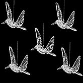 5Pcs Acrylic Birds Decorative Ceiling Hanging Ornaments Clear Hummingbird Christmas Ornaments Stage Wedding Decoration Home Decoration