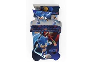 Franco Sonic The Hedgehog 3 Movie Kids Bedding Super Soft Comforter and Sheet Set, 5 Piece Full Size, (Officially Licensed Product)