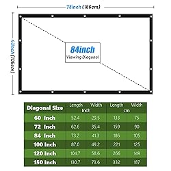 NMEPLAD Projector Screen 84 Inch Portable Movie