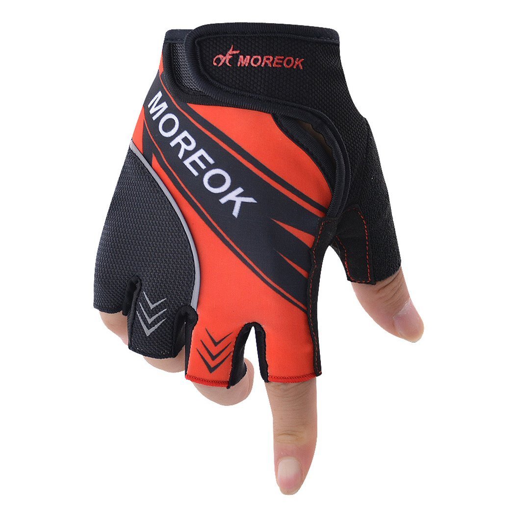 MOACC Cycling Gloves Shock-absorbing Gel pad Breathable Anti-slip Reflect Light Wearable Abrasion Half Finger Moutain Bike Road Racing Bicycle (L)