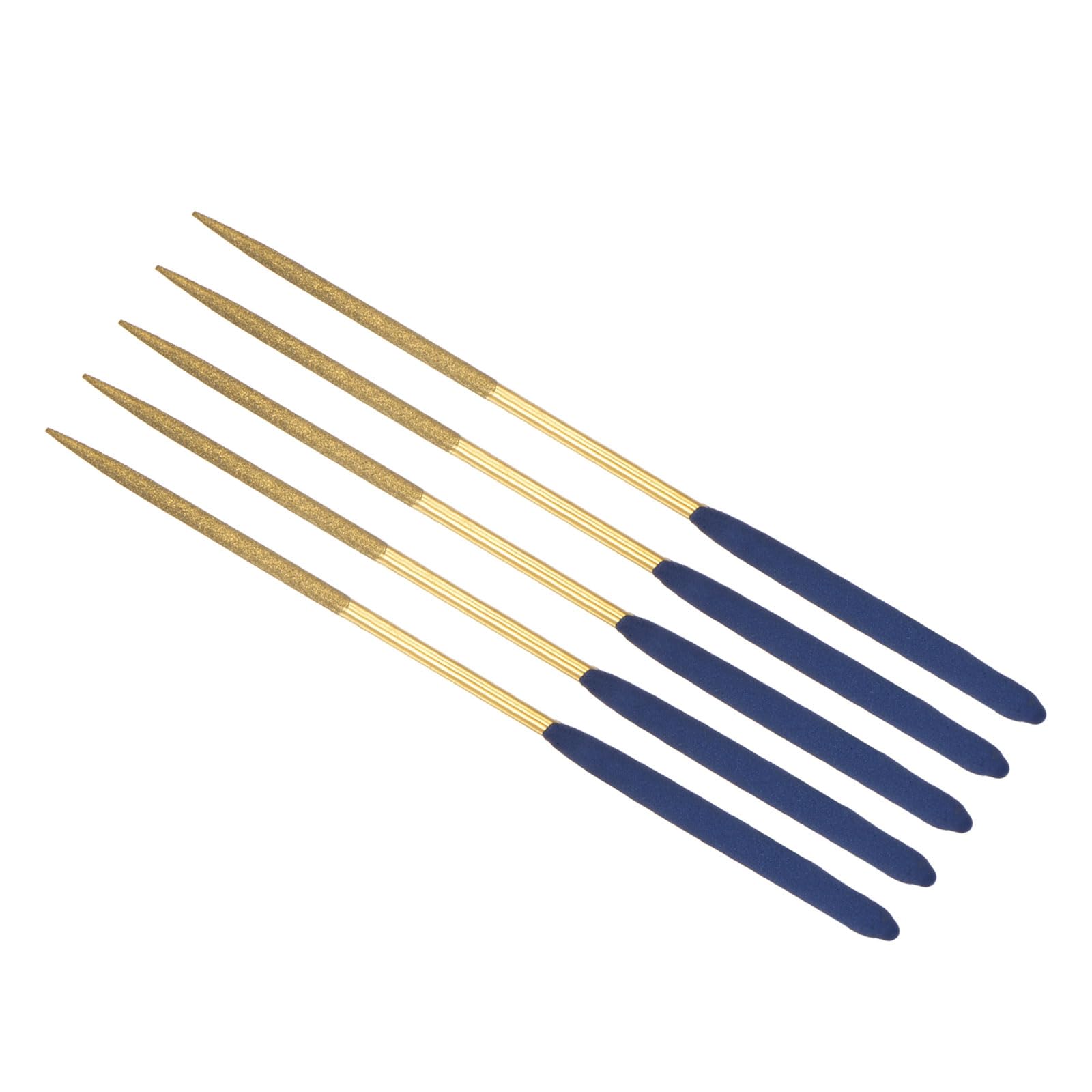 CoCud Diamond Coated Needle File, | 3mm Shank 140mm Length|, Titanium Coated Round Files Sharpening Tool - (Applications: for Metal Glass Stone), 5-Pieces