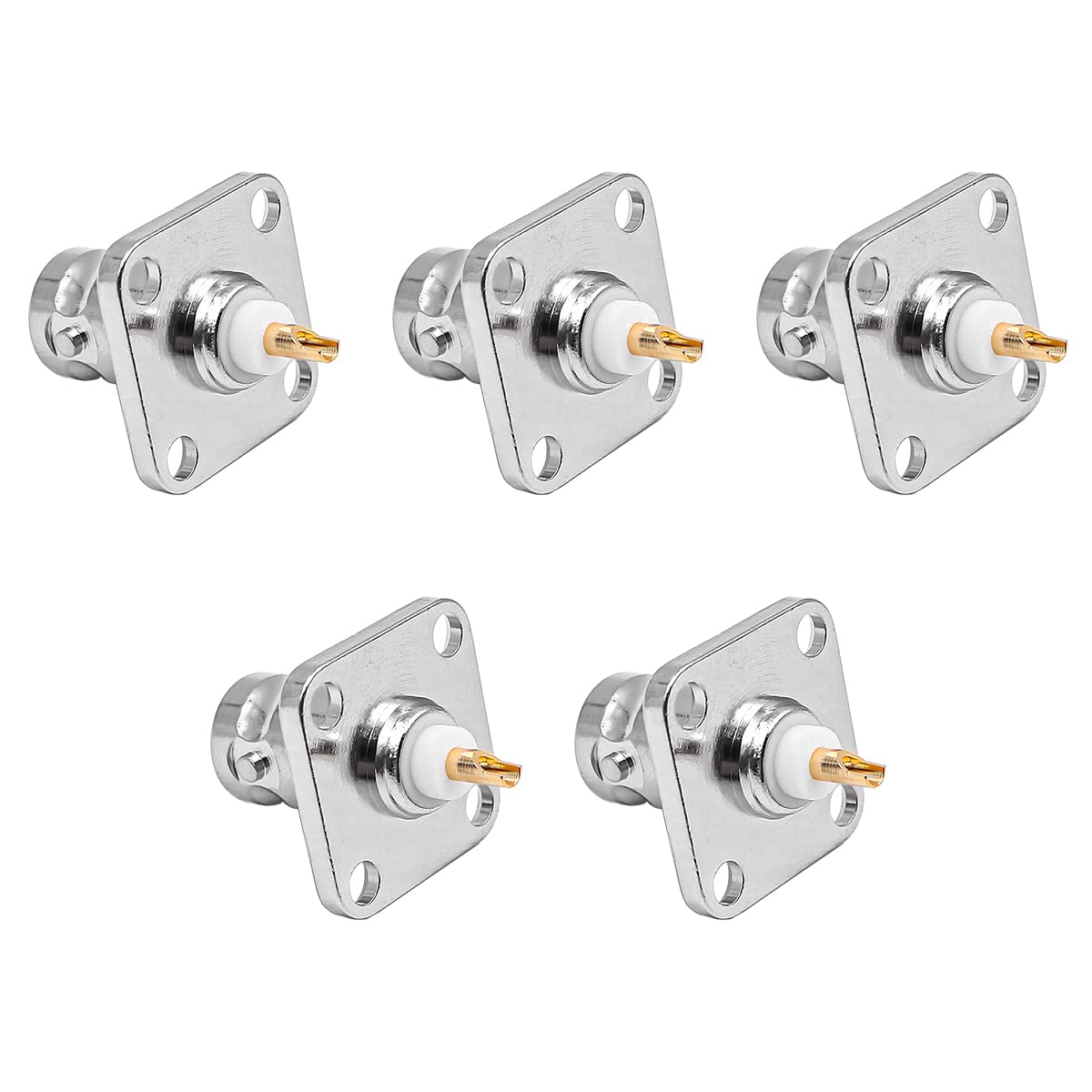 CENPEK 5 PCS of BNC Female 4 holes panel mount connector RF Coax Adapter Convertor for Coaxial Cable