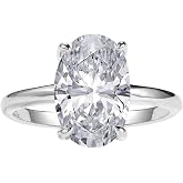 LEMON GRASS 3.5ct Oval Solitaire Engagement Ring Thin Band in Sterling Silver 925 Size 4-9