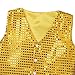 Freebily Kids Boys Glittery Sequined Vest Jacket for Jazz Hip-hop Dance Party Show Waistcoat Stage Performance Costume Gold 7-8