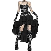 TSMNZMU Womens Gothic Maxi Skirt Punk Grunge High Waist Skirts Casual Irregular Ruffle Hem Long Skirts