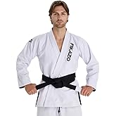 Fikazo Men's BJJ Gi Lightweight Preshrunk Jiu Jitsu Uniform Set with White Belt (A1-A5)